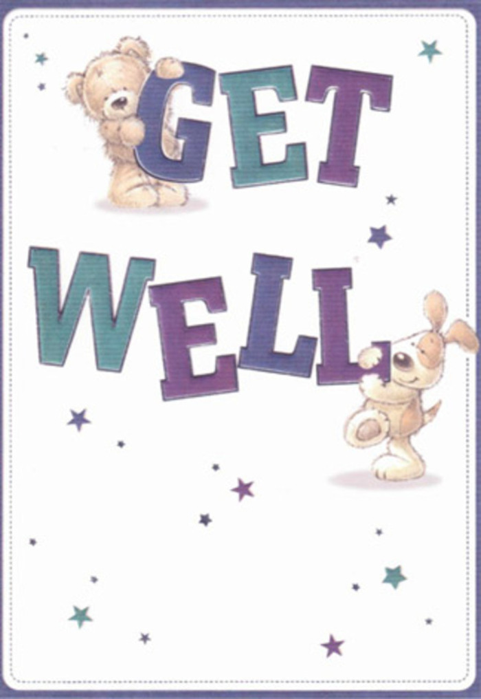 Uplifting and lighthearted, this card beautifully captures the restorative energy so cherished in Kidbrooke. Two endearing figures-a fluffy bear and a lively puppy-sit at the centre, surrounded by playful showers of stars that suggest an outpouring of good wishes. The bold 'Get Well' typography, shaded in vibrant purples and aquas, commands attention yet feels gentle and encouraging, recalling the exuberance of seasonal displays seen near Kidbrooke's local flower stalls. The textures are illustrated with such care you can almost sense the softness of the bear's fur and the downy velvet of the puppy's ears, much like running your hand over freshly prepared floral arrangements. Each element is thoughtfully placed, every colour and texture carefully chosen, mirroring the skill of an experienced florist crafting a get well posy at Flowers Kidbrooke. The light and airy mood offers a perfect emotional uplift, while the whole image radiates positivity-a heartfelt reminder that even simple gestures carry the power to heal and connect across the Kidbrooke community.