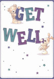 Cheerful and inviting, this illustrated get well card features two playful companions-a teddy bear and an excitable puppy-actively embracing the large, colourful 'Get Well' message at the centre. Their joyous postures and bright, expressive faces, rendered in soft, tactile brushstrokes, evoke the comfort of a warm hug and the buoyancy found in Kidbrooke's friendly parks. Indigo and teal tones infuse the sturdy letters with a harmonious glow, harmonising beautifully with the background's gentle cream hue. Scattered stars in shades of deep blue and purple glitter across the card, imparting a sense of whimsy and hopefulness, reminiscent of night skies over Kidbrooke Green. The scene radiates an emotional warmth comparable to receiving a thoughtfully arranged posy of fresh blooms, delivered with care by local florists. Altogether, the card serves as both a heartfelt note and a gentle embrace, offering genuine encouragement and a touch of magic to anyone embarking on the path to recovery in Kidbrooke.